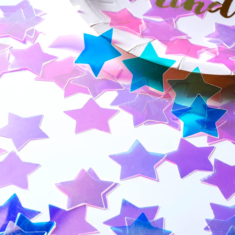 Confeti holográfico de estrella iridiscente para decoración de mesa para baby shower, fiesta temática de cumpleaños, 1.2 pulgadas de diámetro, 200 unidades