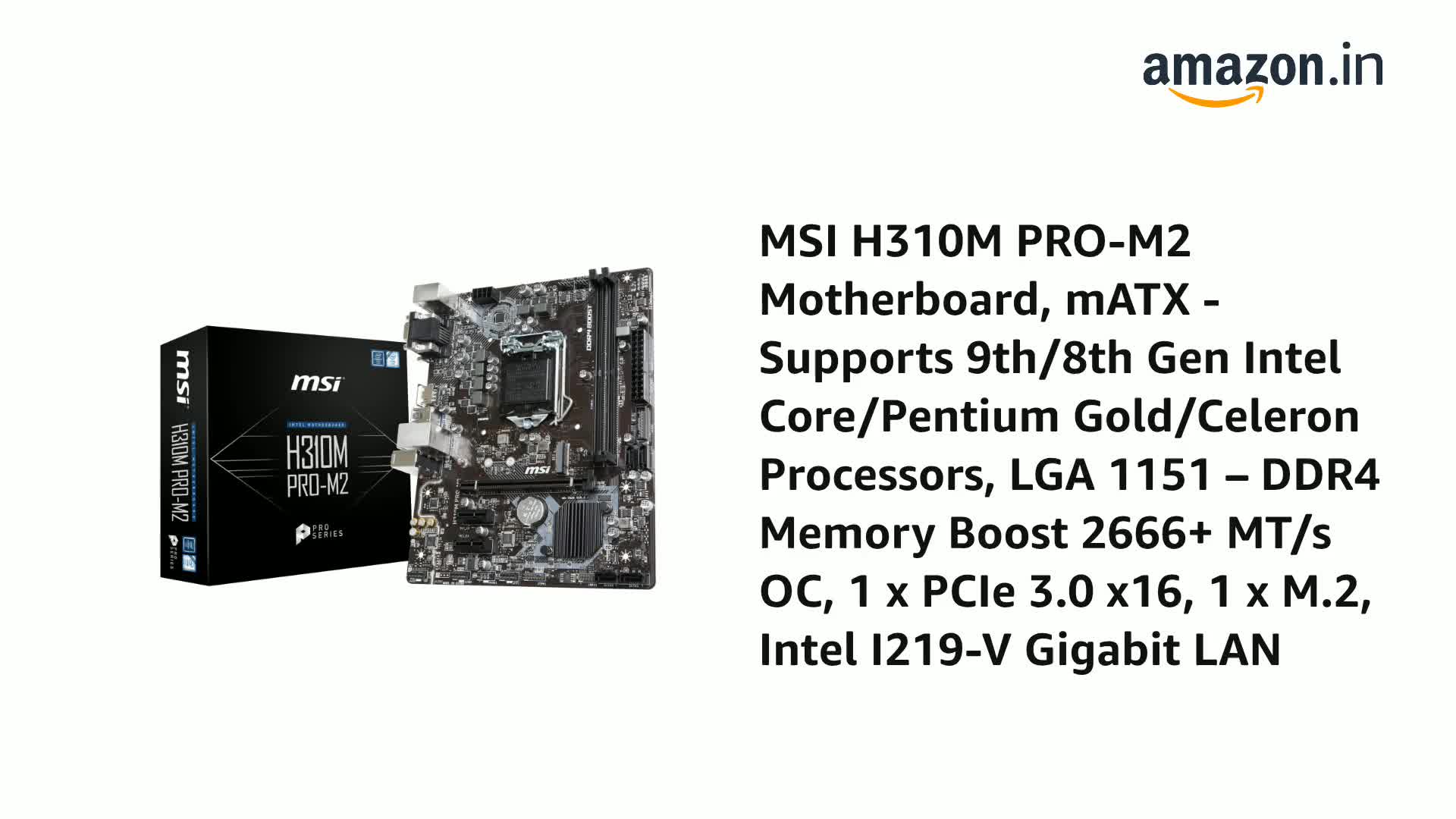 Amazon.in: Buy MSI H310M PRO-M2 Motherboard, mATX - Supports