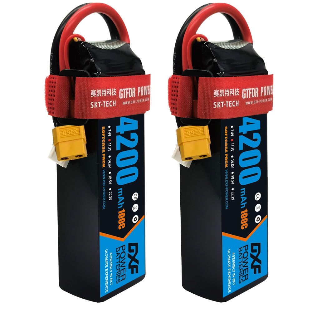 DXF 4200 mAh 3S Lipo Battery 11.1 V 100C Plug XT60 for RC Buggy Vehicles Car Truck Tank Boat RC Hobby Pack of 2