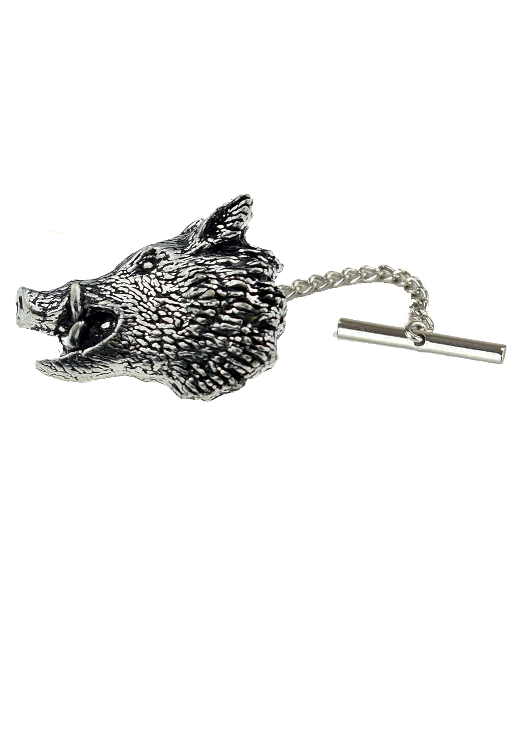 Épingle De Cravate Chasse - Motif Sanglier - Ancienne - Argent