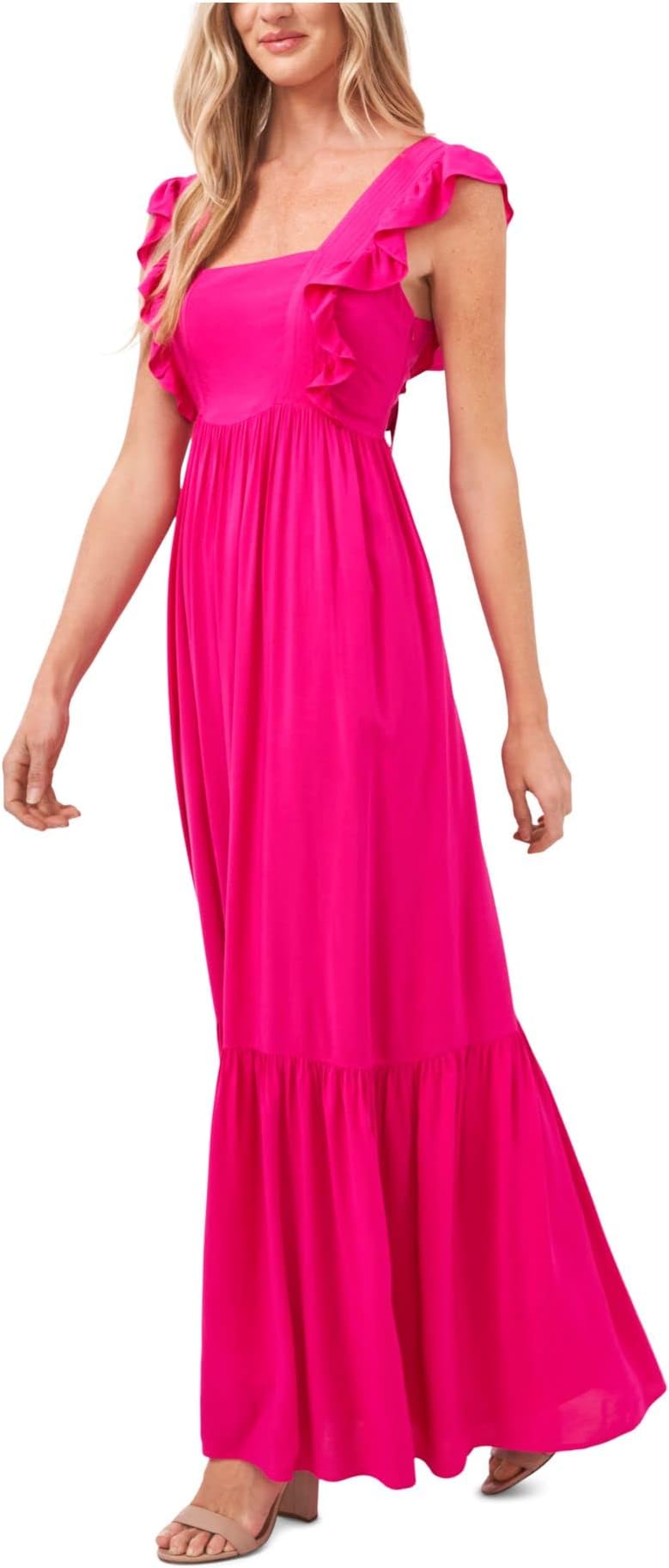 CeCe Sleeveless Ruffled Maxi Dress - pink - Large