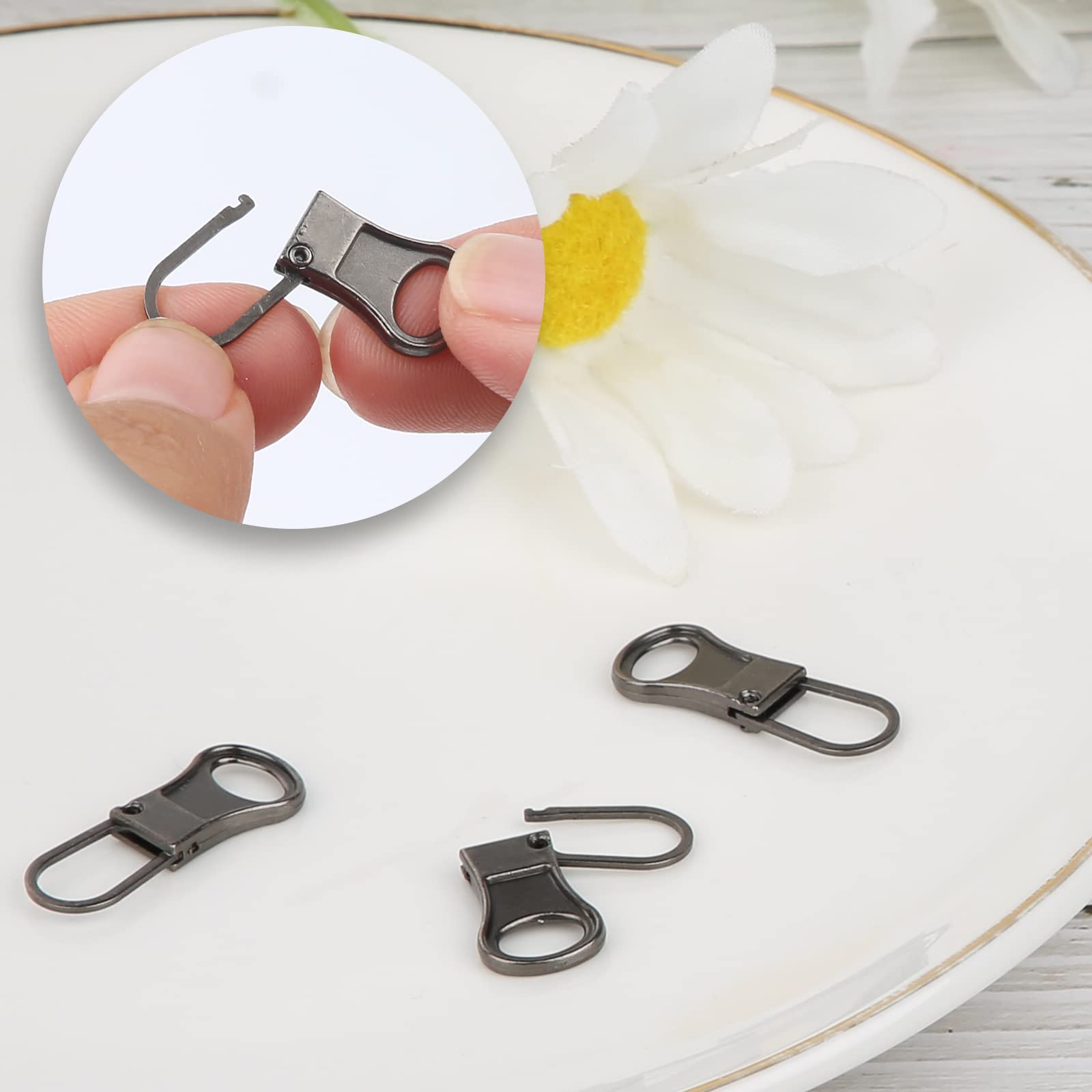 6 Tiretto Per Cerniere Staccabili - Grigio Scuro Per Giacche, Jeans, Zaini E Borse - Riparazione Facile - Foto 2