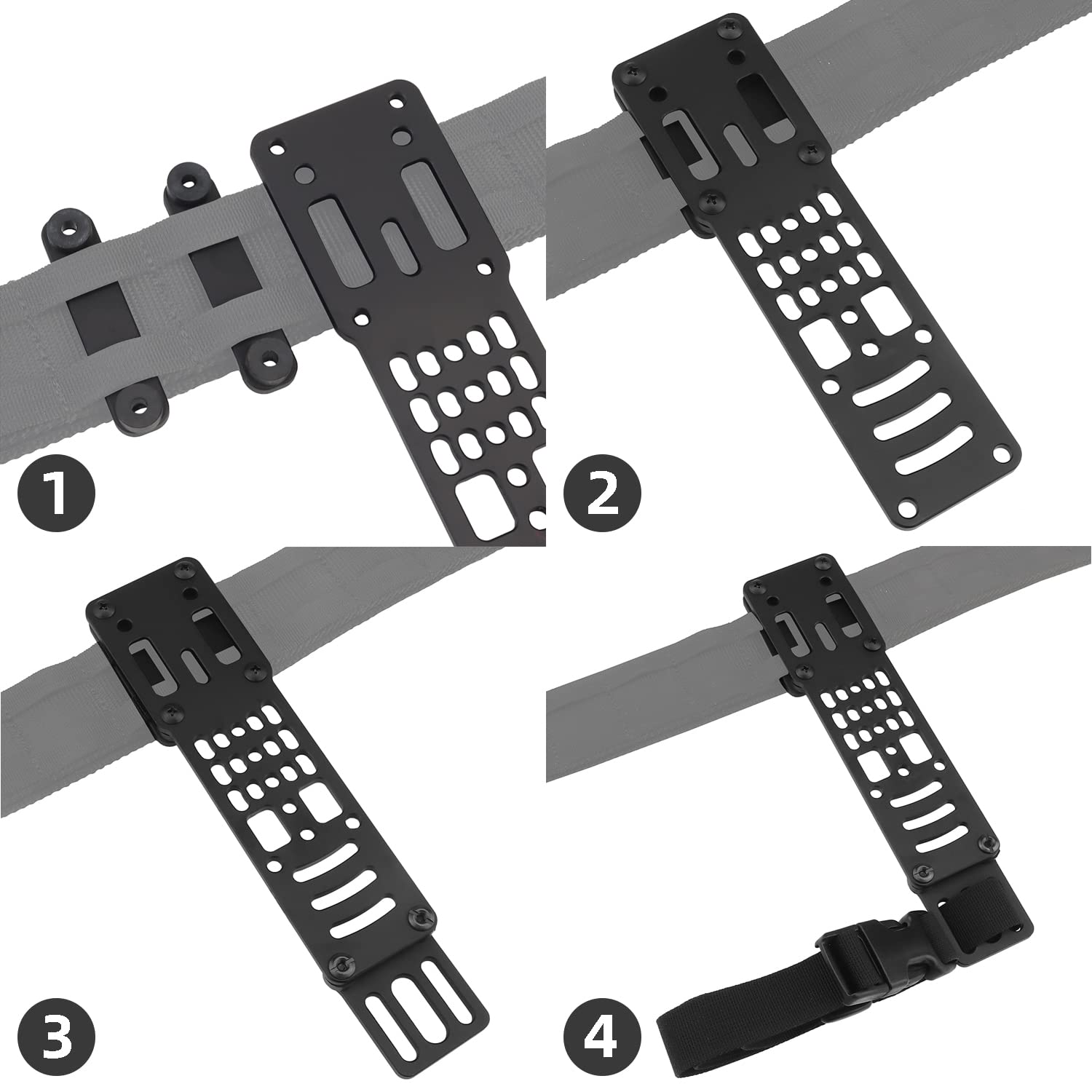 Zhongren Metal Modular Holster Adaptor Universal Expansion Board Adjustable Multi-Angle Hole Tactical Sinking Holster Drop Leg Hanging Plate Compatible Safariland QLS, G-Code, Blackhawk Models