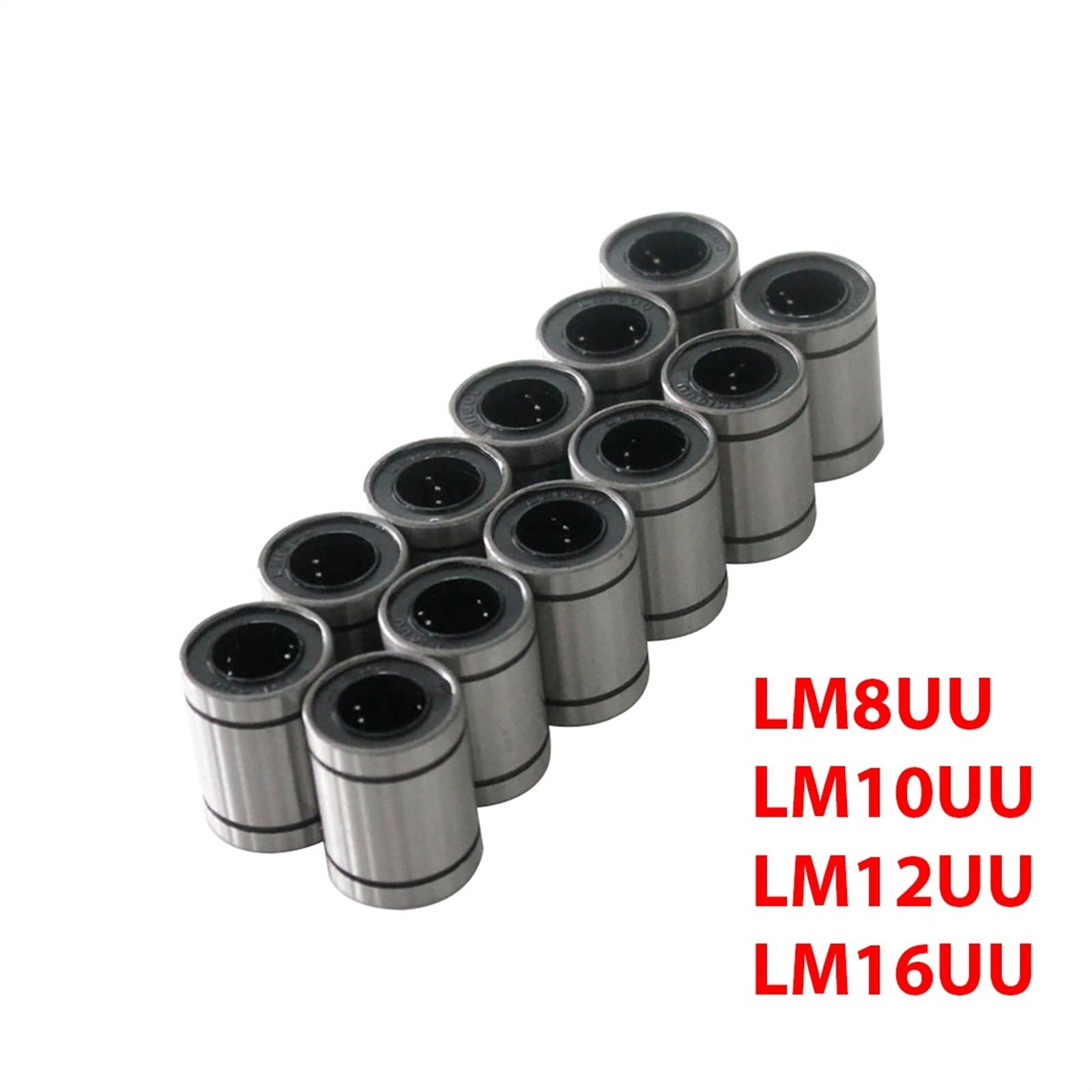 Douille linéaire LM8UU LM10UU LM12UU LM16UU, roulements linéaires for tiges, Rail de revêtement, pièces d'arbre linéaire, 8mm 10mm 12mm, 12 pièces/lot(LM16UU)