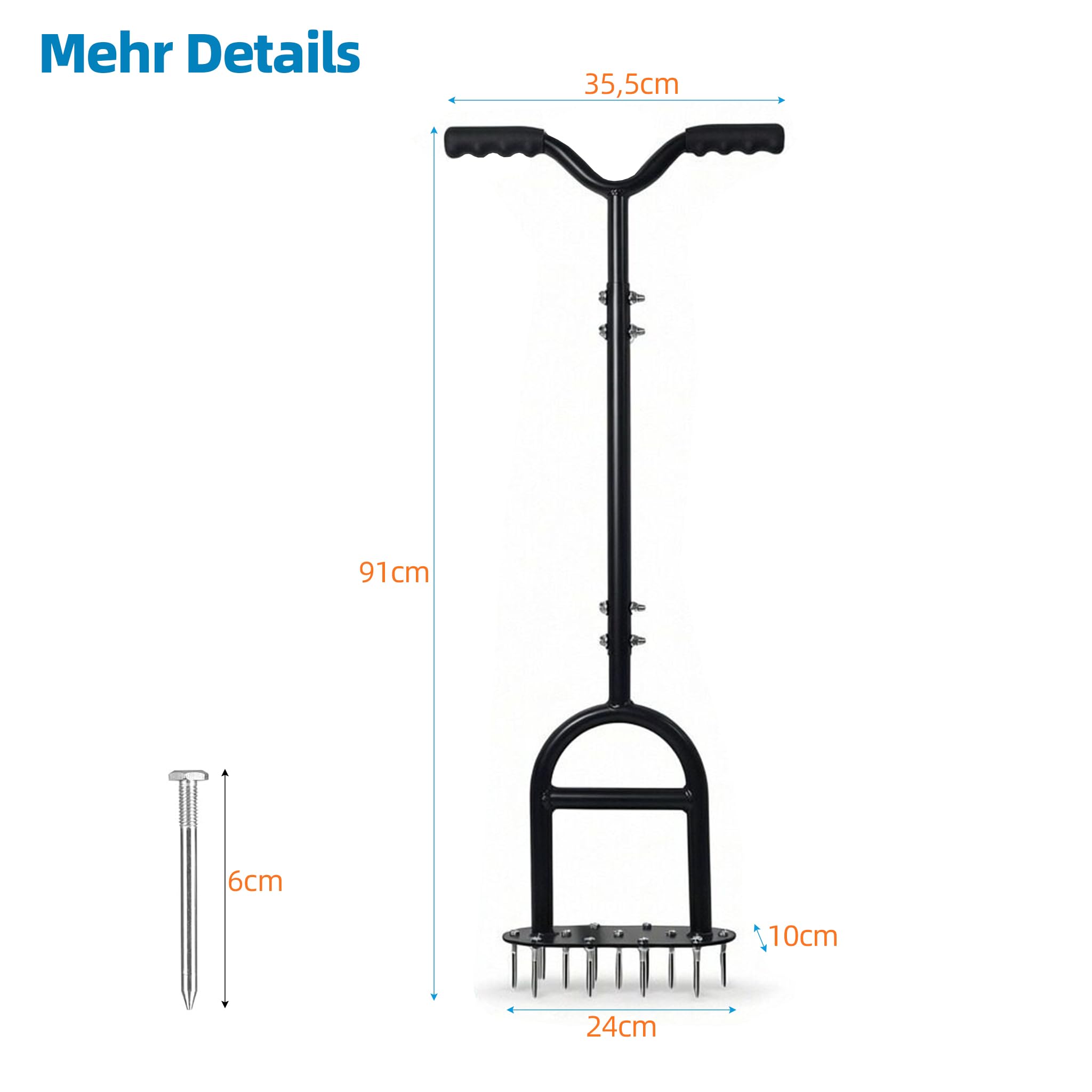 GREELUE Rasenlüfter Vertikutierer, Manueller Rasenbelüfter mit Stahlspikes | Aerifizierer für Rasen, Manueller Rasenspecht, Heavy Duty Rasenbelüftungswerkzeug für verdichtete Böden & Rasenflächen