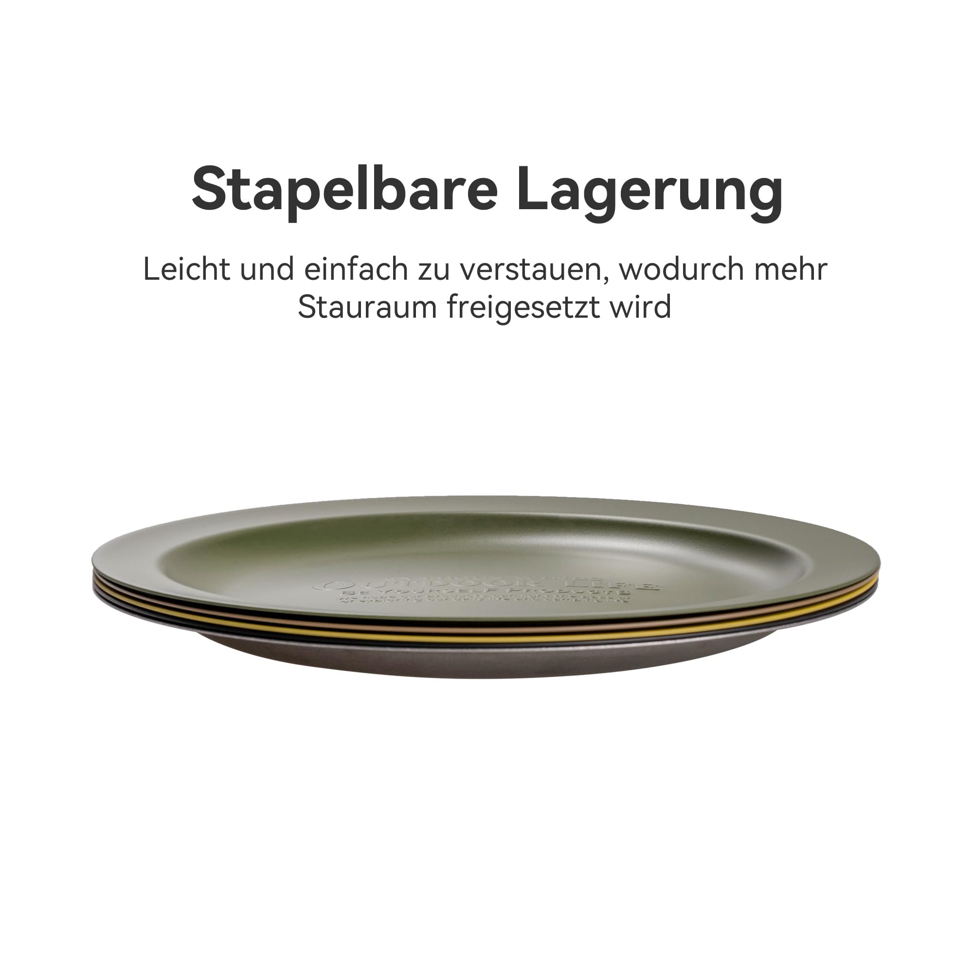 Thous Winds Edelstahl Teller Rund, 2er-Set Edelstahl Rundes Geschirr, Φ22cm Leichte Camping Geschirr Essteller Speiseteller, Robuster Edestahlteller für Outdoor, Picknick, Wandern, Küche - Olivgrün