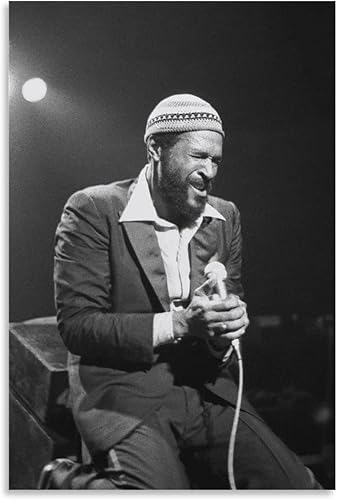 HAILAOB Póster de la famosa cantante del alma Marvin_Gaye cantando retro, lienzo impreso, 12 x 18 pulgadas (11.8 x 17.7 in)