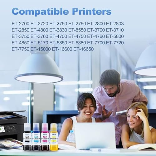Sublimationstinte Nachfüllpackung T502 kompatibel mit Epsn EcoTank Supertank ET-2800 ET-2803 ET-2850 ET-2720 ET-15000 ET-4760 ET-2400 Tintenstrahldruckern Wärmepresse auf Tasse T-Shirt Handyhüllen