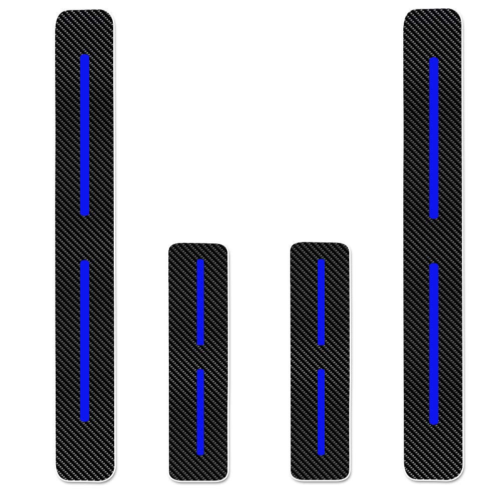 for OPEL Combo Cargo Vivaro Movano Carbon Fiber Door Sill Guard Protector Scuff Plate Cover Blue 4Pcs