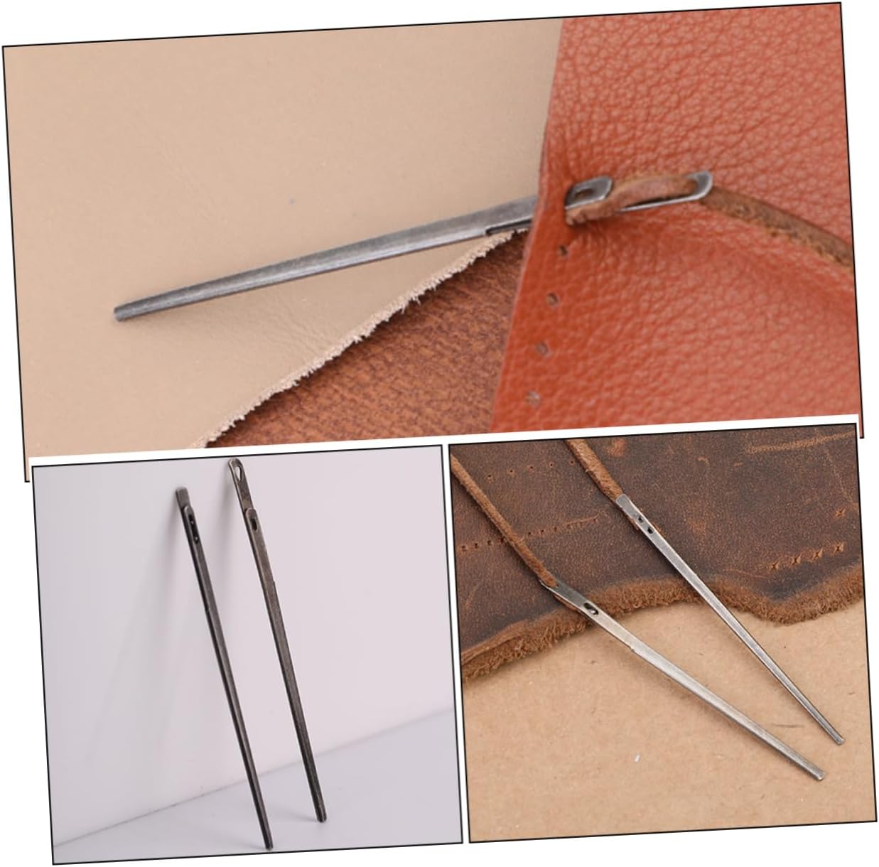 OHPHCALL Lacing Needles Set 2 Pack Steel Needles for Working Stitching Tough Lace
