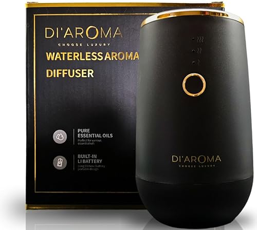 Di'Aroma Difusor de aceite aromático portátil sin agua (negro) recargable USB tipo C, aromaterapia 100% puro concentrado aceite esencial difusor de