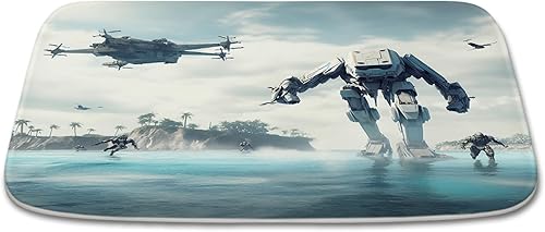 Batalla del Universo - Alfombra de baño de terciopelo coral antideslizante, juego de decoración de franela absorbente para cocina, 16 x 24 pulgadas