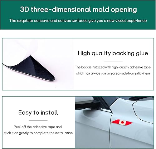 Miniatura 9 de Dickno 2 emblemas de bandera tricolor 3D, emblema de aluminio para guardabarros delanteros de automóvil, calcomanías para automóviles y calcomanías