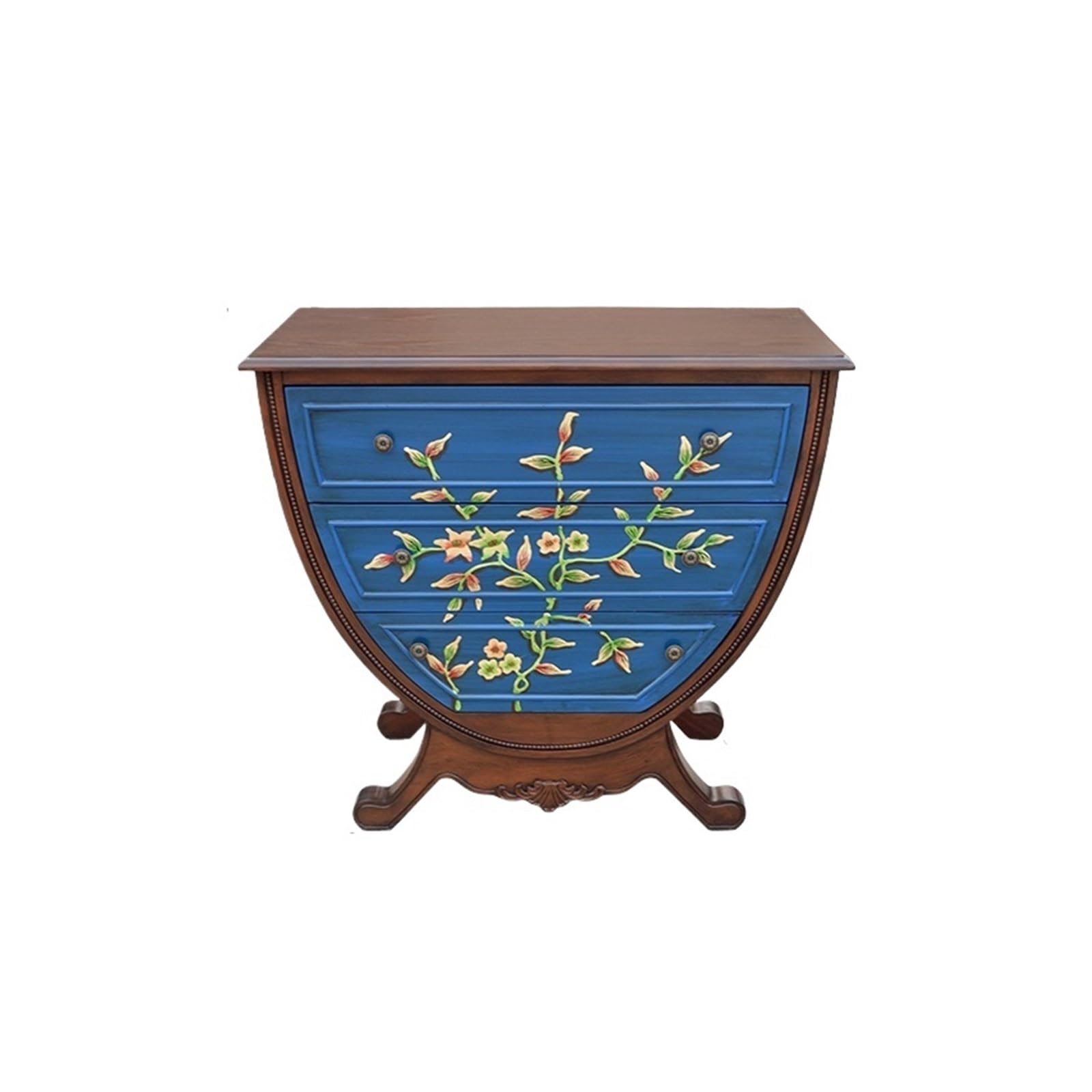 Dh2yjnbf3 Dark Blue Bedroom Painted Entryway Chest Vintage Of Drawers European Semi-Circle Decorative Cabinet Bedroom Storage Drawer Organizer Storage Organizer(Dark Blue)