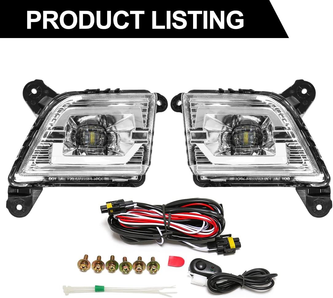 Fog Light For Chevy Silverado 2019 2020 2021 Driving LED Fog Lamps Fit For Chevrolet Silverado 1500 2500HD 3500HD Replacement Light Kit with Wire Harness