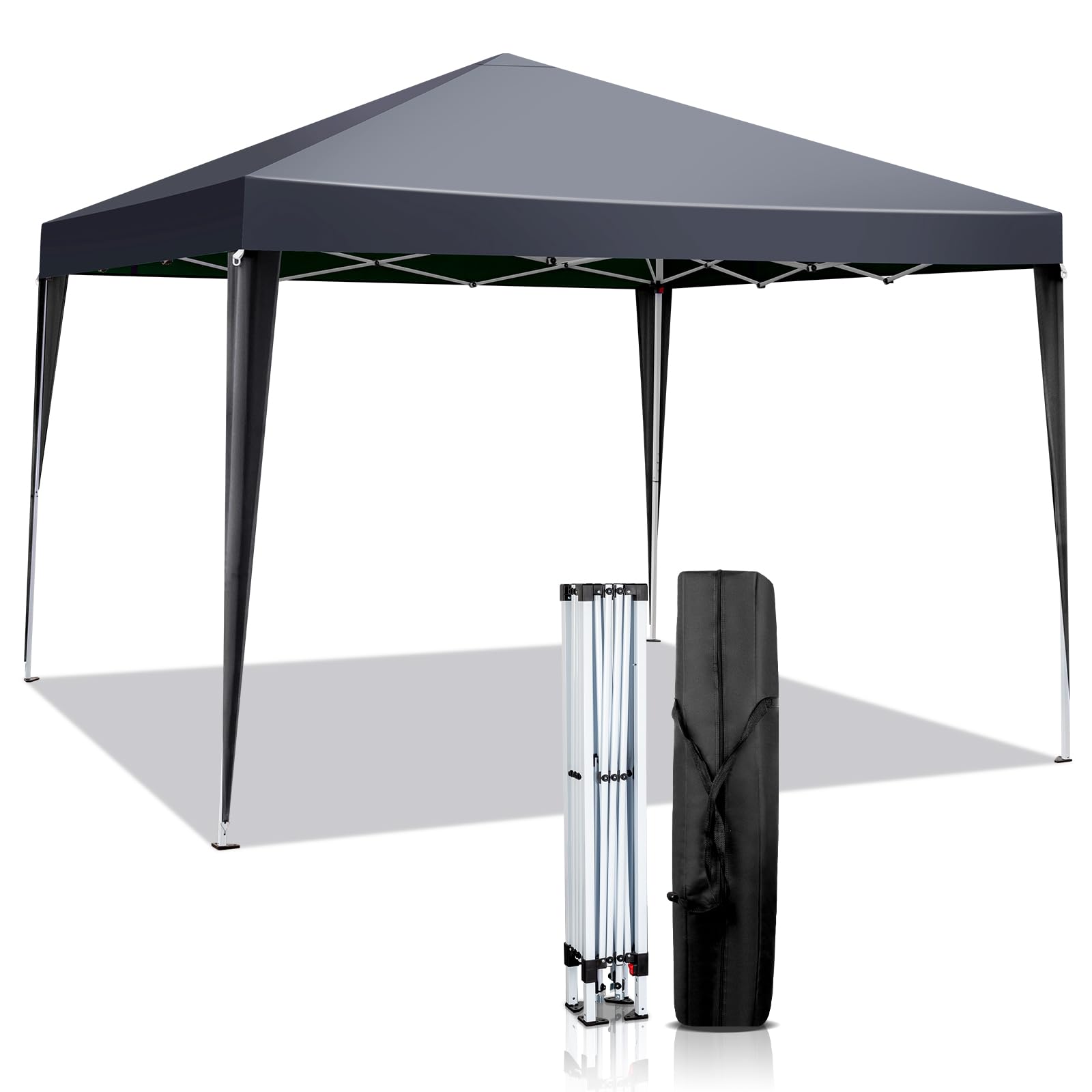 Bonnlo Pop Up Gazebo 3x3m, Easy Setup Instant Outdoor Canopy, Folding Garden Gazebo Party Tent (Grey)