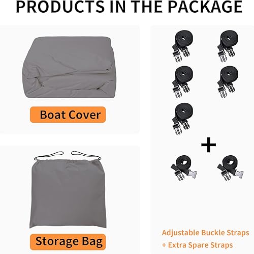 Miniatura 6 de Easy-Going Trailerable - Cubierta impermeable para lancha de hasta 14-16 pies de largo x 68 pulgadas de ancho, resistente a los rayos UV, cubierta