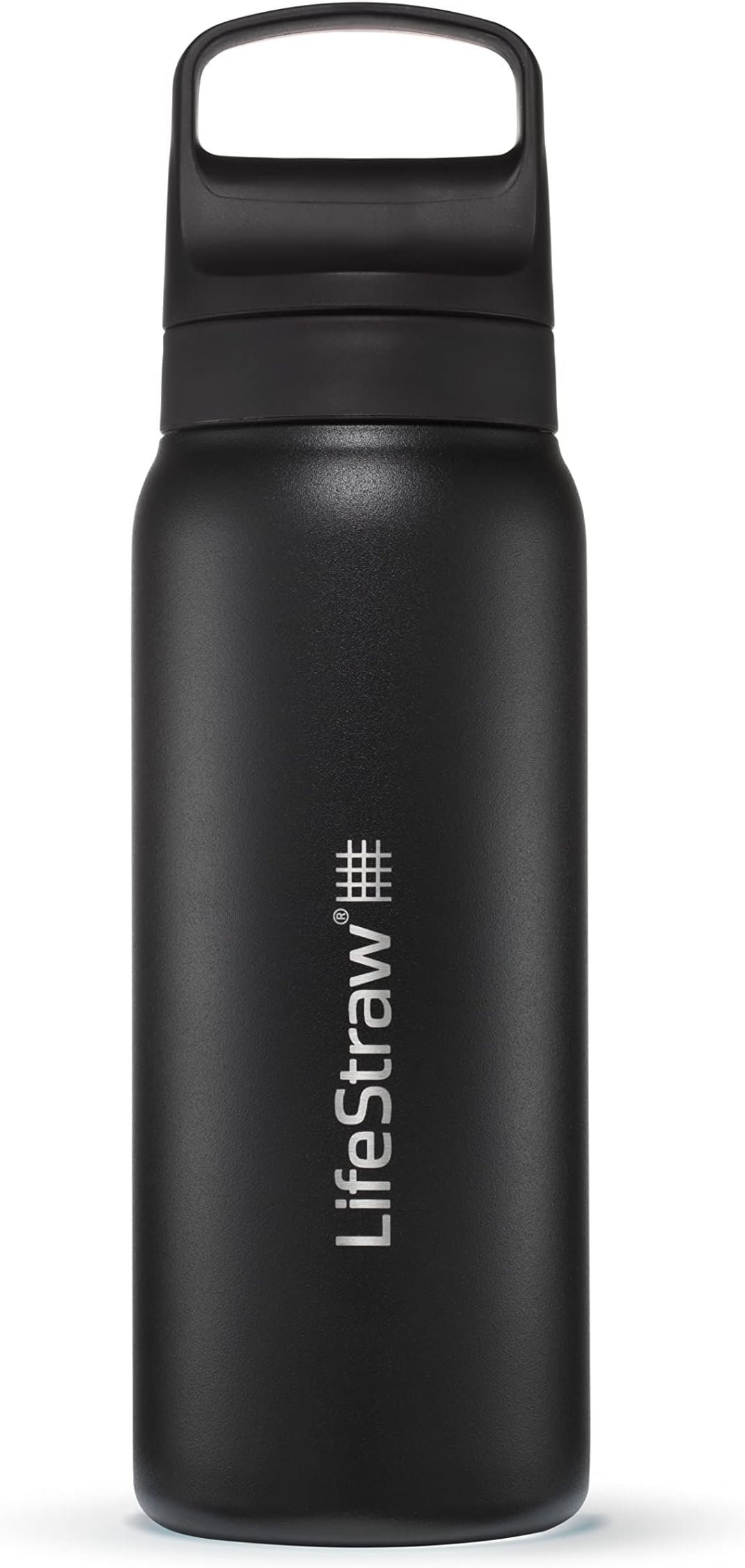 Go Series – Insulated Stainless Steel Water Filter Bottle for Travel and Everyday use removes Bacteria, parasites and microplastics, Improves Taste, 24oz Nordic Noir