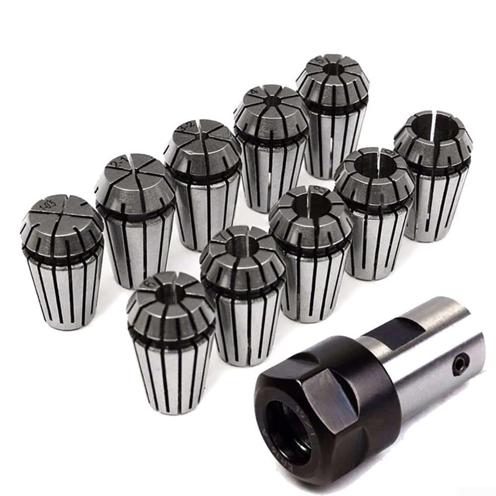 ER16 - Juego de portabrocas con soporte de extensión de eje de motor de 8 mm, kit de herramientas de sujeción de 10 piezas para fresadoras CNC, centros de mecanizado y máquinas de grabado