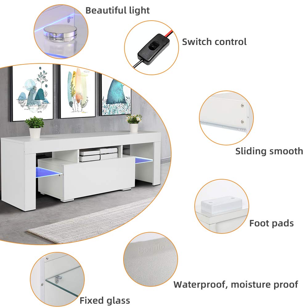 Buy Bonnlo LED TV Stand Modern TV Stand with LED Lights for 60/65/70