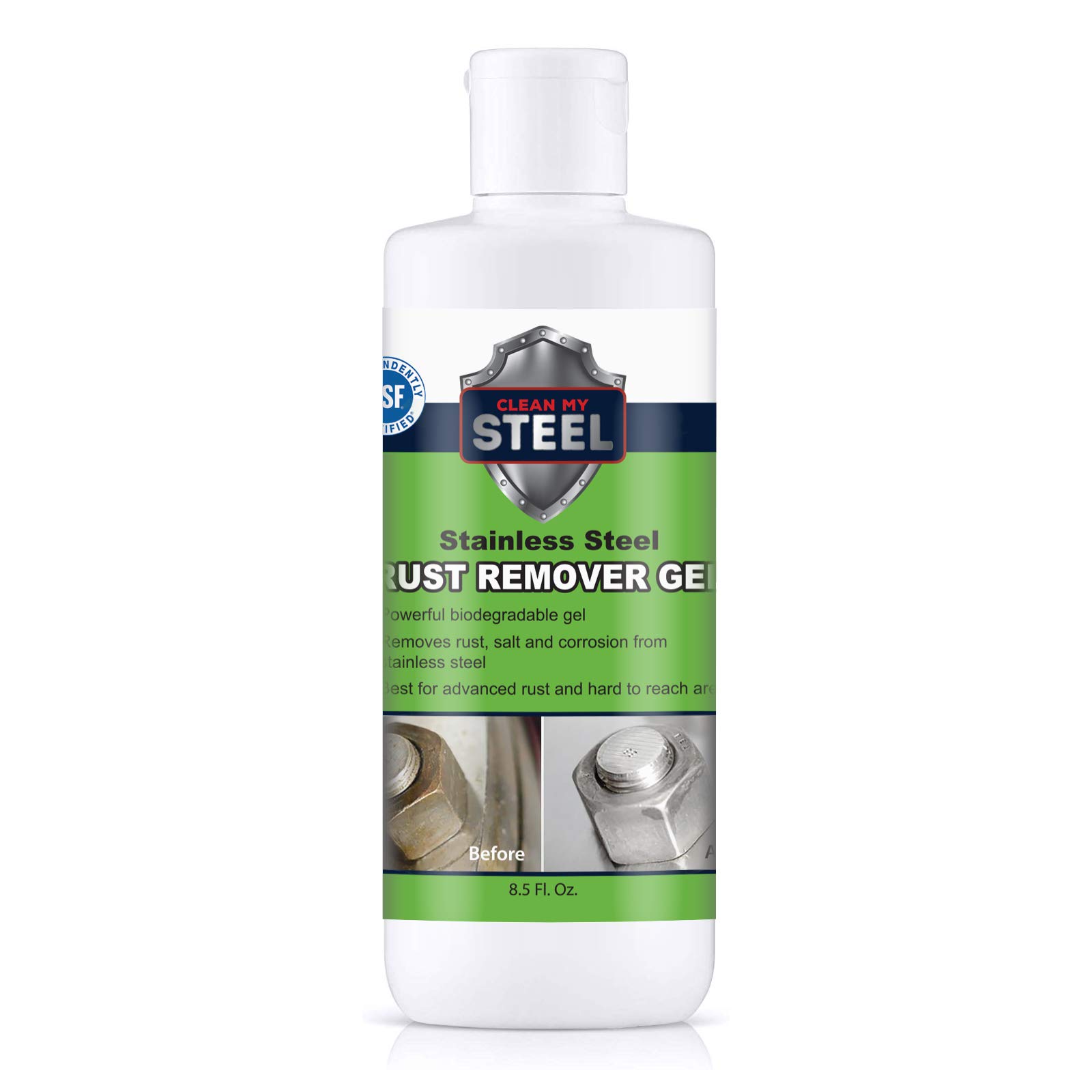 Heavy-Duty Industrial Use Rust Stain Remover for Metal Surfaces Including Stainless Steel. Metal Cleaner Gel Needs No Scrubbing, Simply Apply and Rinse off (8.5 oz)-picture-12
