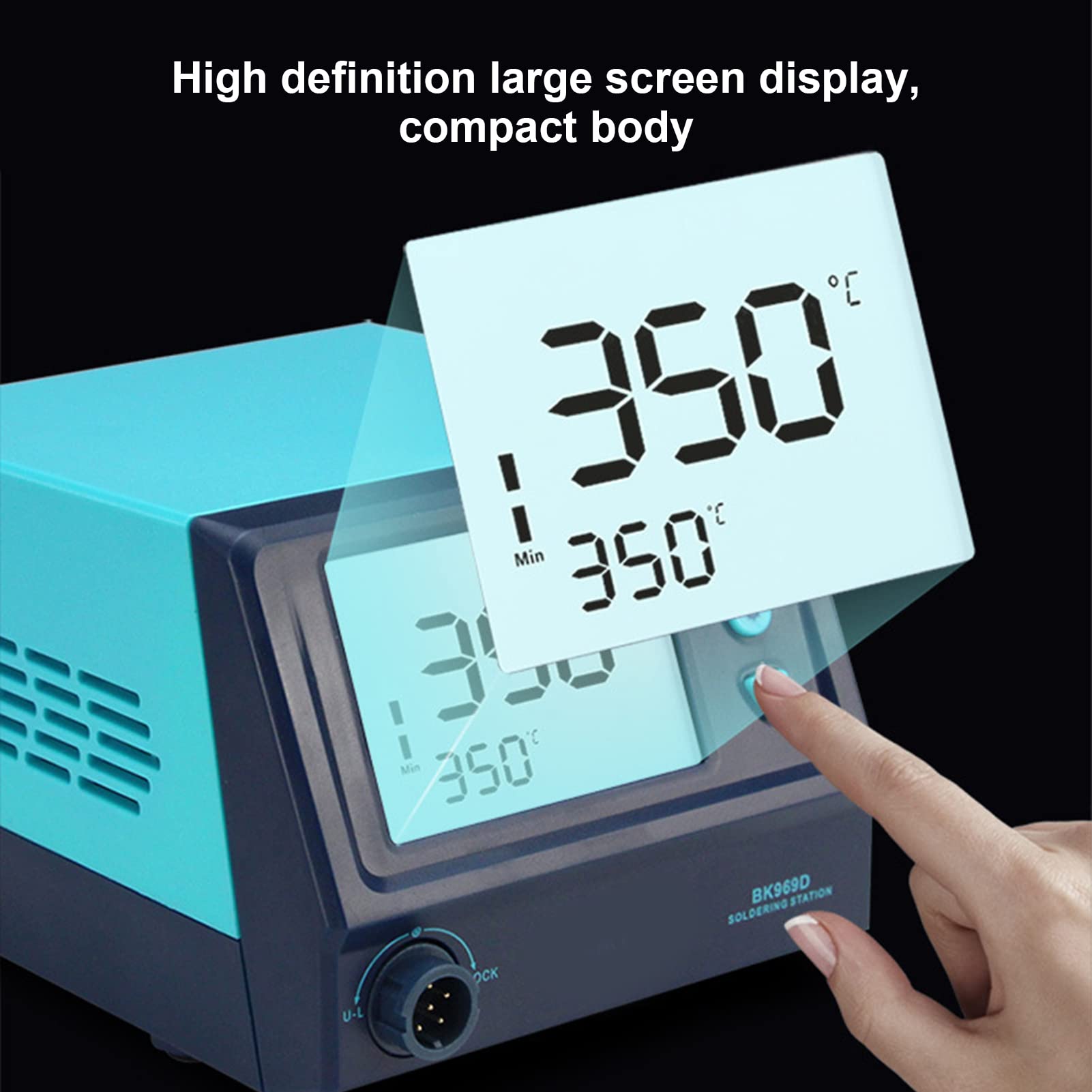 Con bloqueo de contraseña de control por microcomputadora y diseño a prueba de estática - Estación de soldadura digital BK969S Plancha eléctrica de retrabajo de 60 W - Pantalla