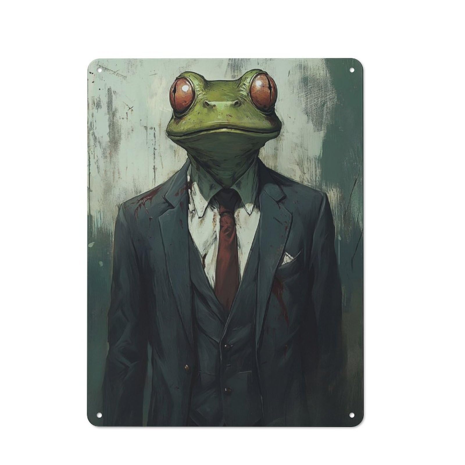 Junmoney Frog In Suit Retro Tin Sign 40X30cm For Living Room Or Hallway, Gift For Living Room Decor Lovers During The Christmas Season