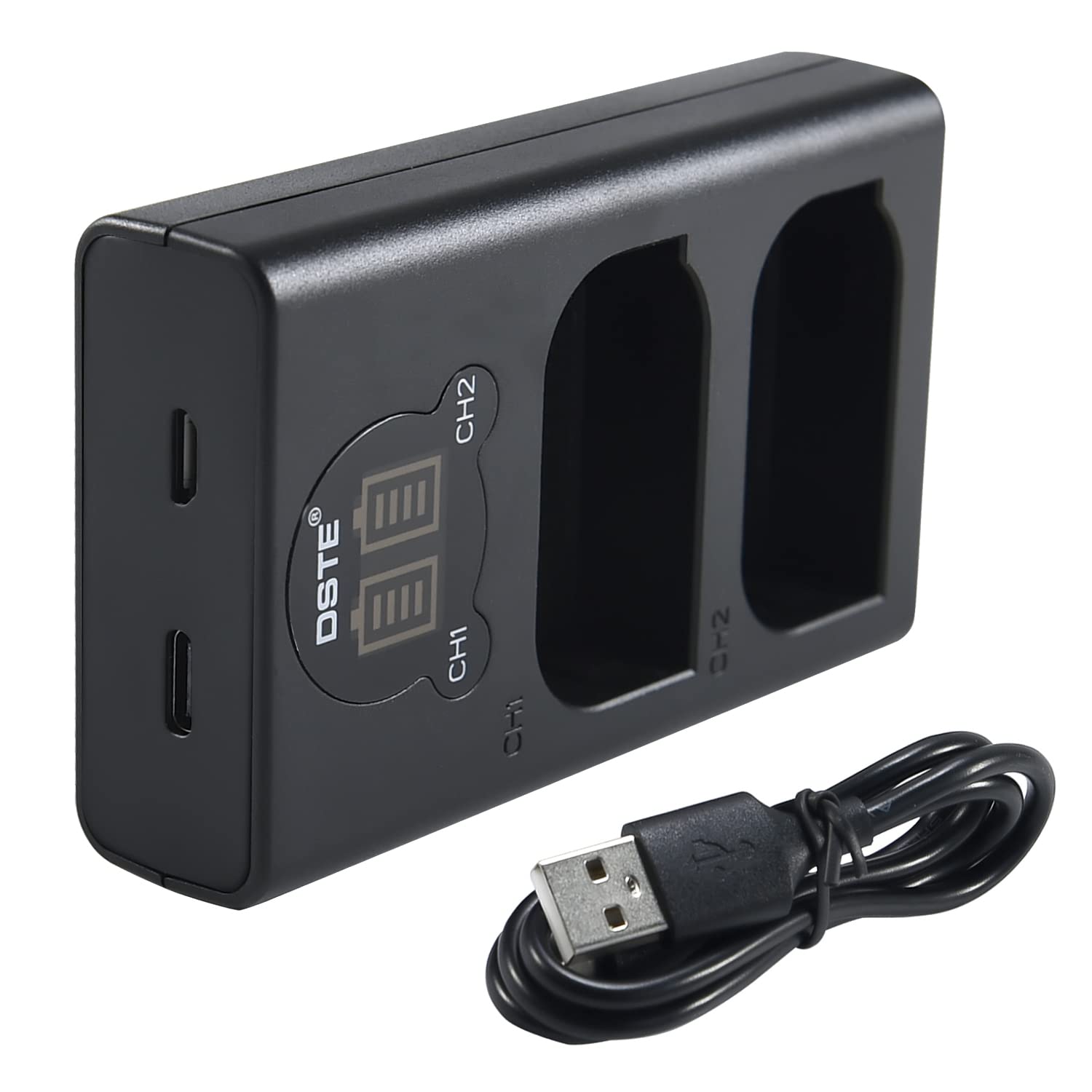 DSTE Lot de 2 batteries de rechange DMW-BLK22 + double chargeur USB avec écran LCD compatible avec Panasonic DC-S5 DC-S5KK Lumix DC S5 S5K G9 GH5 GH5 II GH5 II GH5S Lumix DC-G9 II Camera, Sigma BP-61