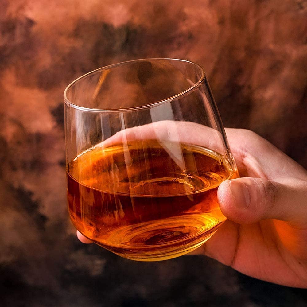 ROSEFINCH Crystal Clear Water Glass, Diamond Whiskey Glass Set of 6, 370ml, Tumbler Set Imported Crystal Rocks Whisky Glass for Scotch, Vodka, Liquor, Alcohol, Juice, Water Drinks Transparent 1