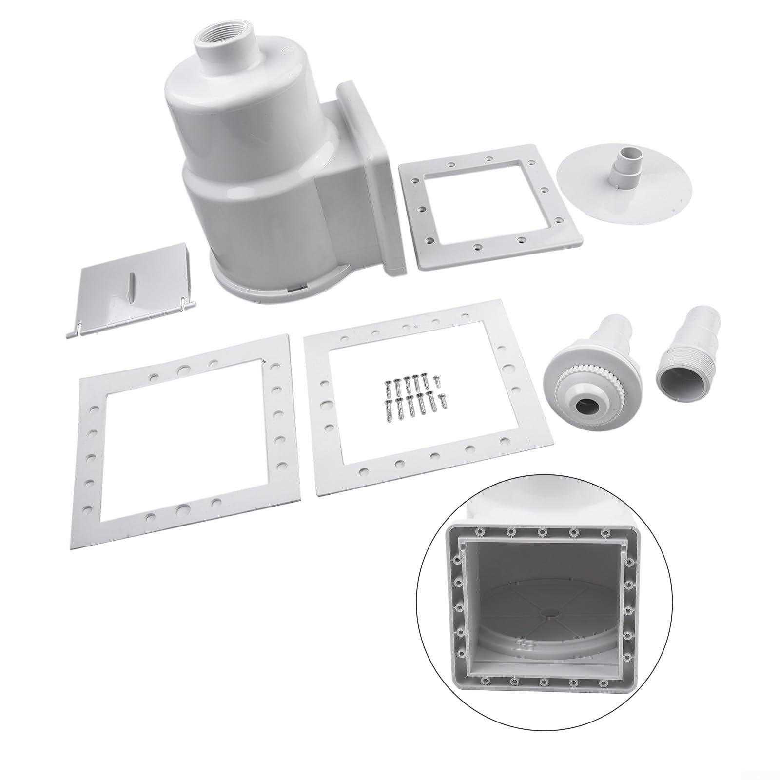 Cesta de repuesto para skimmer de piscina hecha a mano eficiente para Hayward Sp1091Lx para piscinas Dyna-Skim sobre el suelo, construcción de ABS resistente con vertedero a presión y grande (A)
