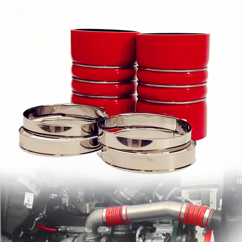 5-Ply Heavy Duty Silicone Intercooler Boot Kit 4 in x 6 in with 2 T-bolt Clamps for Semi Trucks, High-Temperature Resistant Turbocharger Hose, 2 Sets