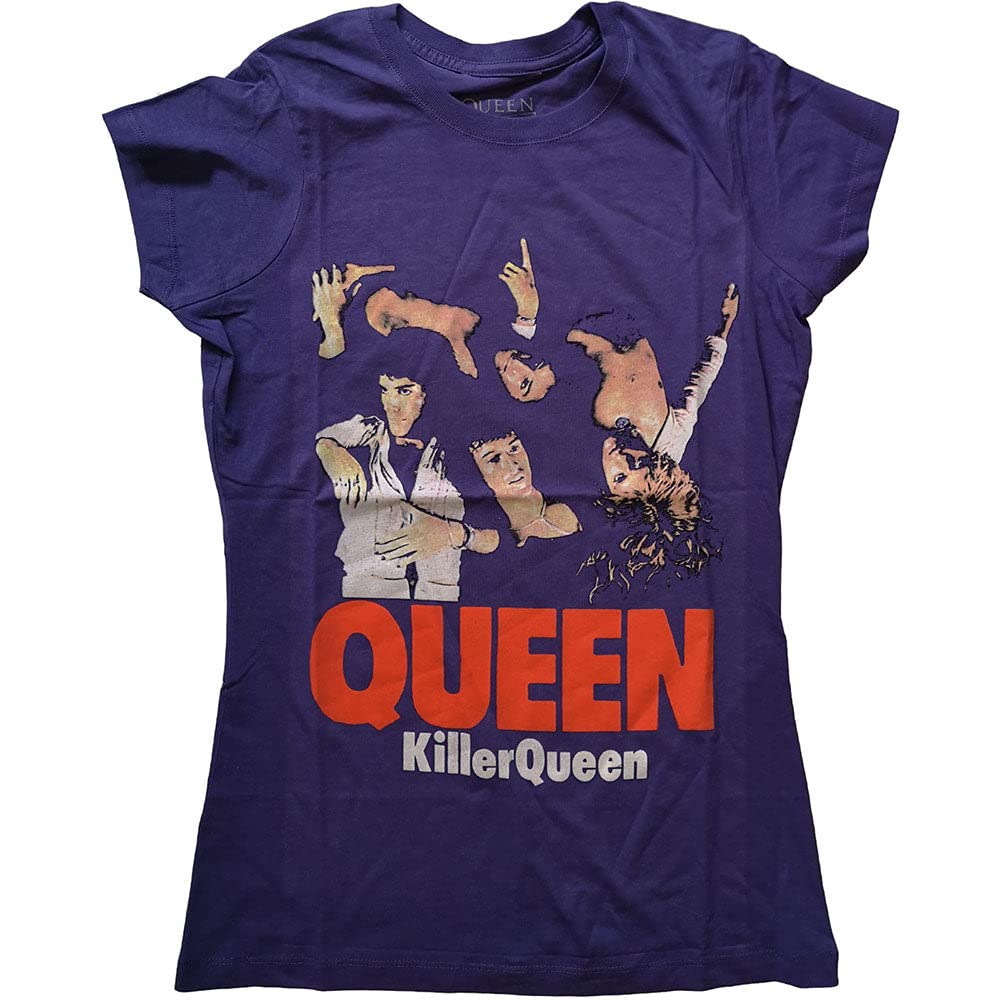 Queen T Shirt Killer Band Logo Official Womens Skinny Fit Purple XS
