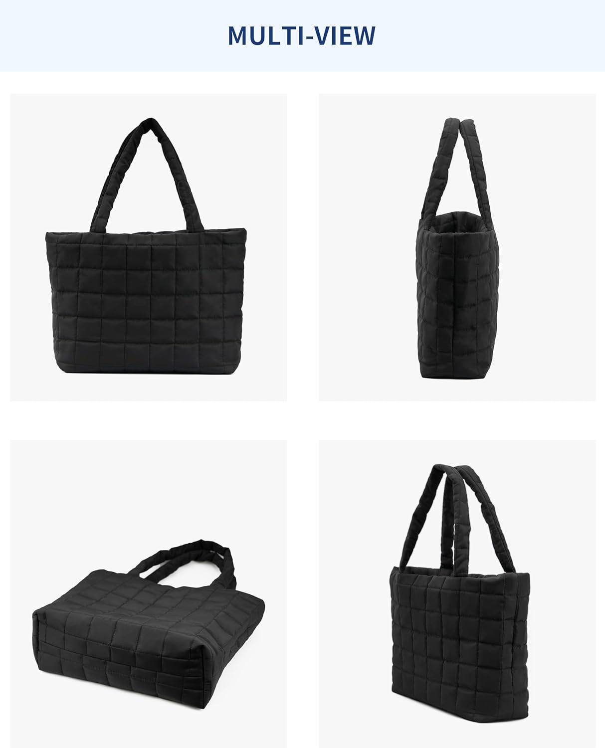 Quilted Tote Bag for Women, Lightweight Carryall Puffer Shoulder Bag Handbag for Travel, Work - Image 6