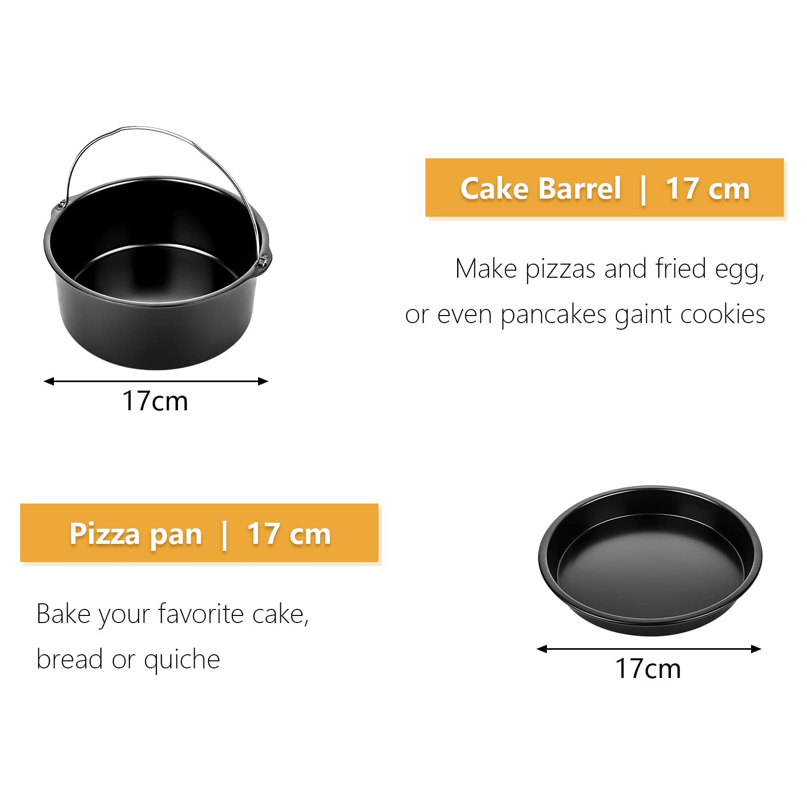 MorNon Heißluftfritteuse Zubehör-Set – 5-teiliges Silikon-Backformen-Set, Antihaftbeschichtet, Hitzebeständig, Für Airfryer 6-11 Liter