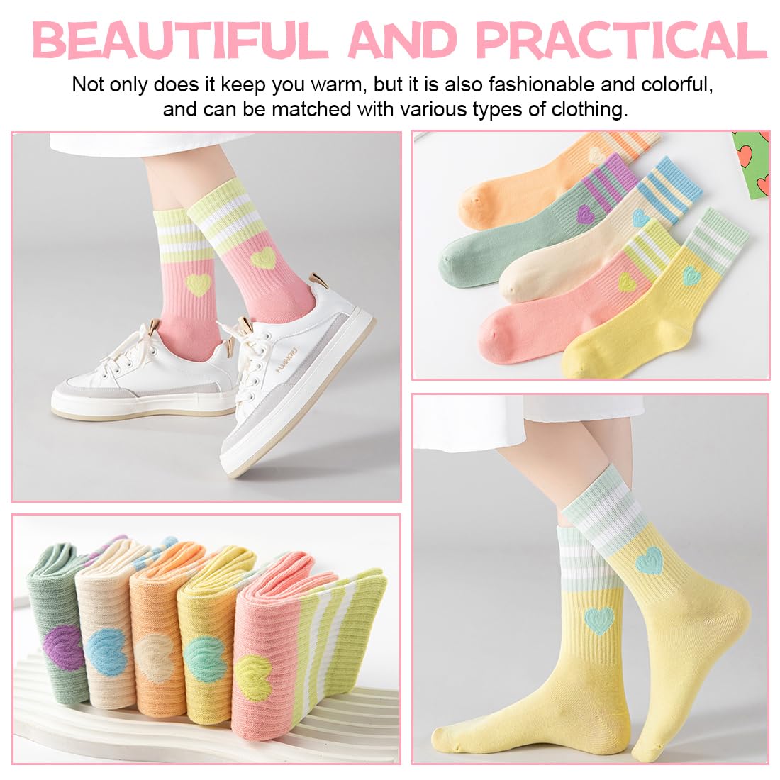 Calcetines Deporte Niña, 6 Pares 35-38,Calcetines Deportivos, Calcetines Coloridos, Calcetines Sin Costuras, Für 8-12 Años Niños