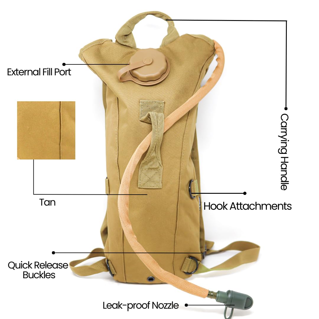 M MCGUIRE GEAR Zaino per l'idratazione, con sacca idrica, zaino da trekking in nylon impermeabile con sacca d'acqua, zaino per corsa, ciclismo e ciclismo