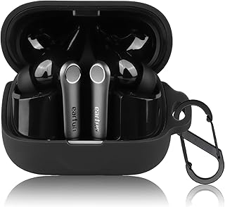 PRODELI For EarFun Air Pro 4+/EarFun Air Pro 4 Plus 専用 ケース シリコンカバー キズ防止 耐衝撃 柔らかい カラビナ付き 紛失防止 装着充電可能 軽量 防塵 earfun air pro 4+ 用 保護カバー (ブラック)