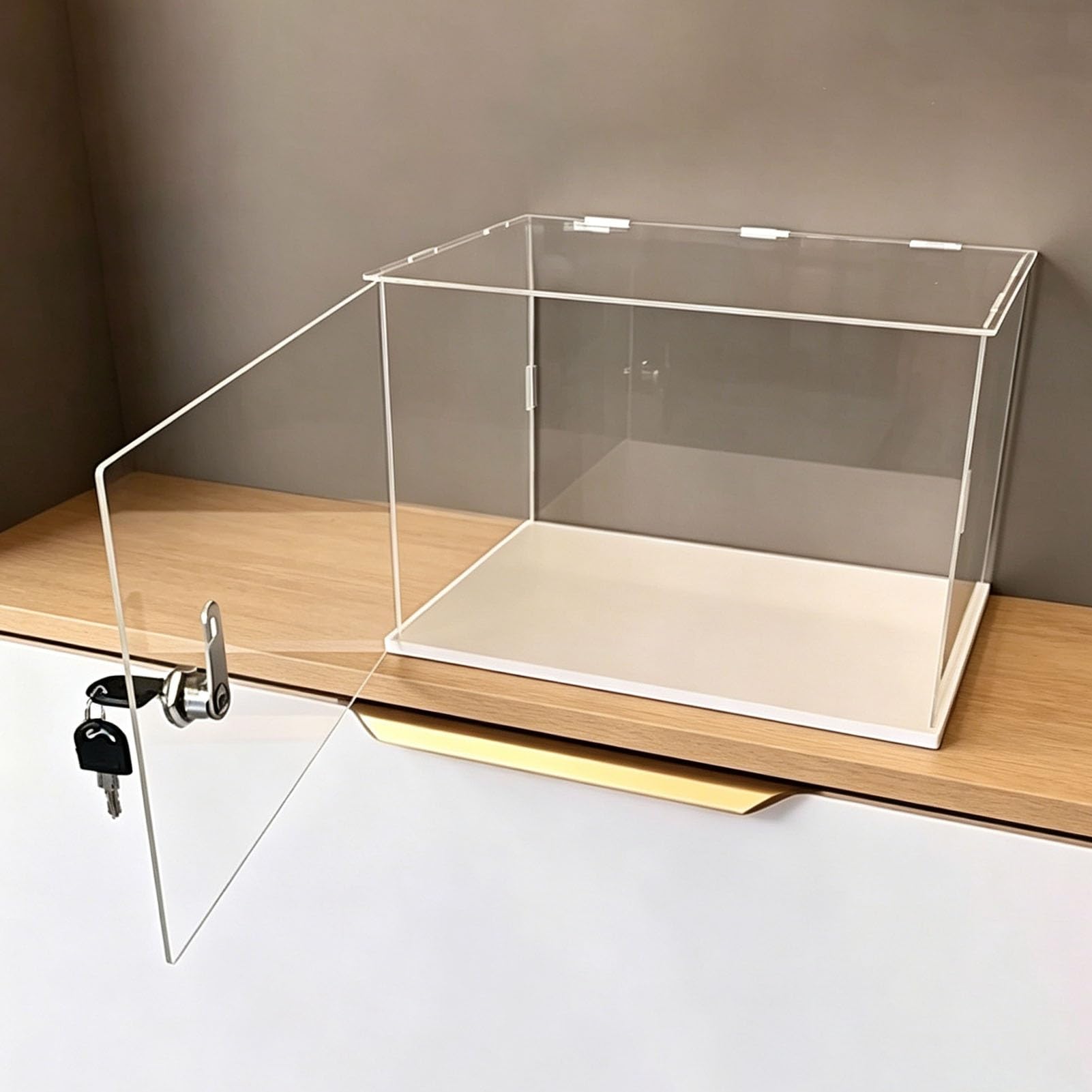 Akrylowa Gablota Zamykany, Bezszwowy, Akrylowy Pojemnik Ekspozycyjny, 50 45 30 25 15 10Cm, Przezroczysta Gablota Miniatury, Wyjmowane Plastikowe Prostokątne Pudełko(30x20xH20cm/12x8x8in)