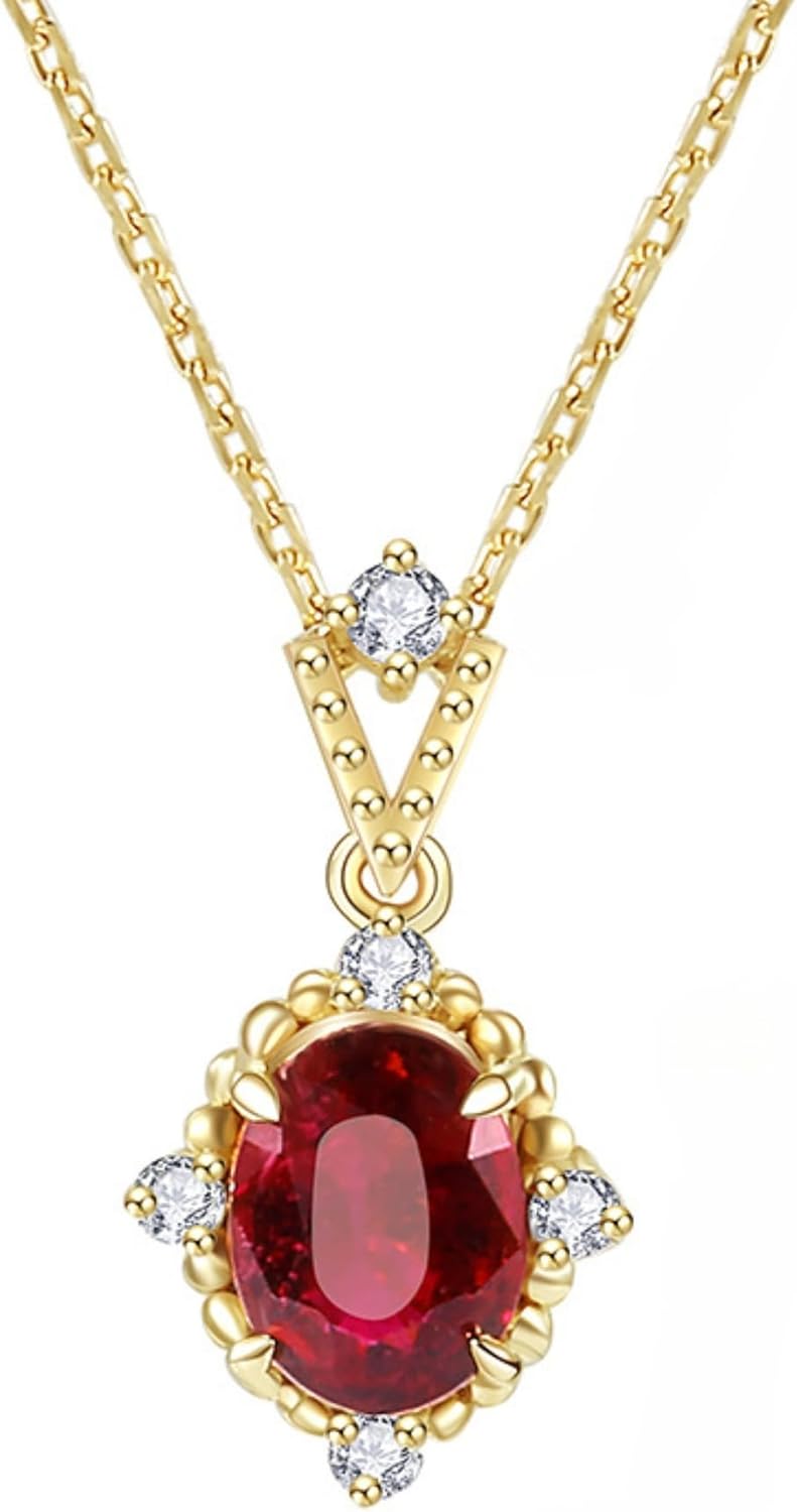 Genuine Gemstone Birthstone Necklaces, 18K Gold Plated over 925 Sterling Silver, 18 inches adjustable chain,Delicate Minimalist Jewelry Gifts by Month for Her