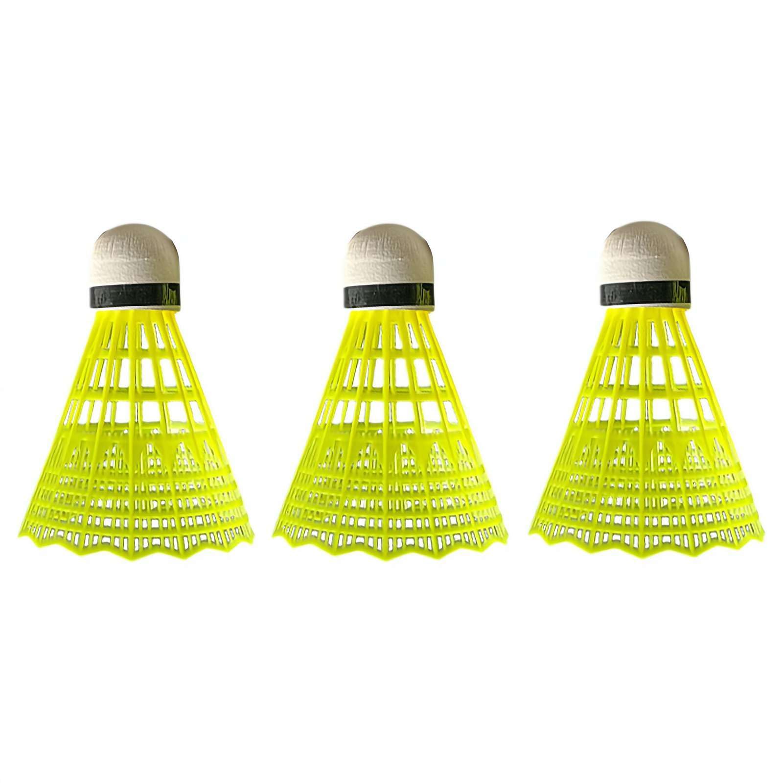3 Pcs Badminton Shuttlecocks Badminton Repalcement Colorful Badminton Shuttlecocks Shuttles Birdies Balls, Speed Training Badminton Balls for Beginners Players, Yellow