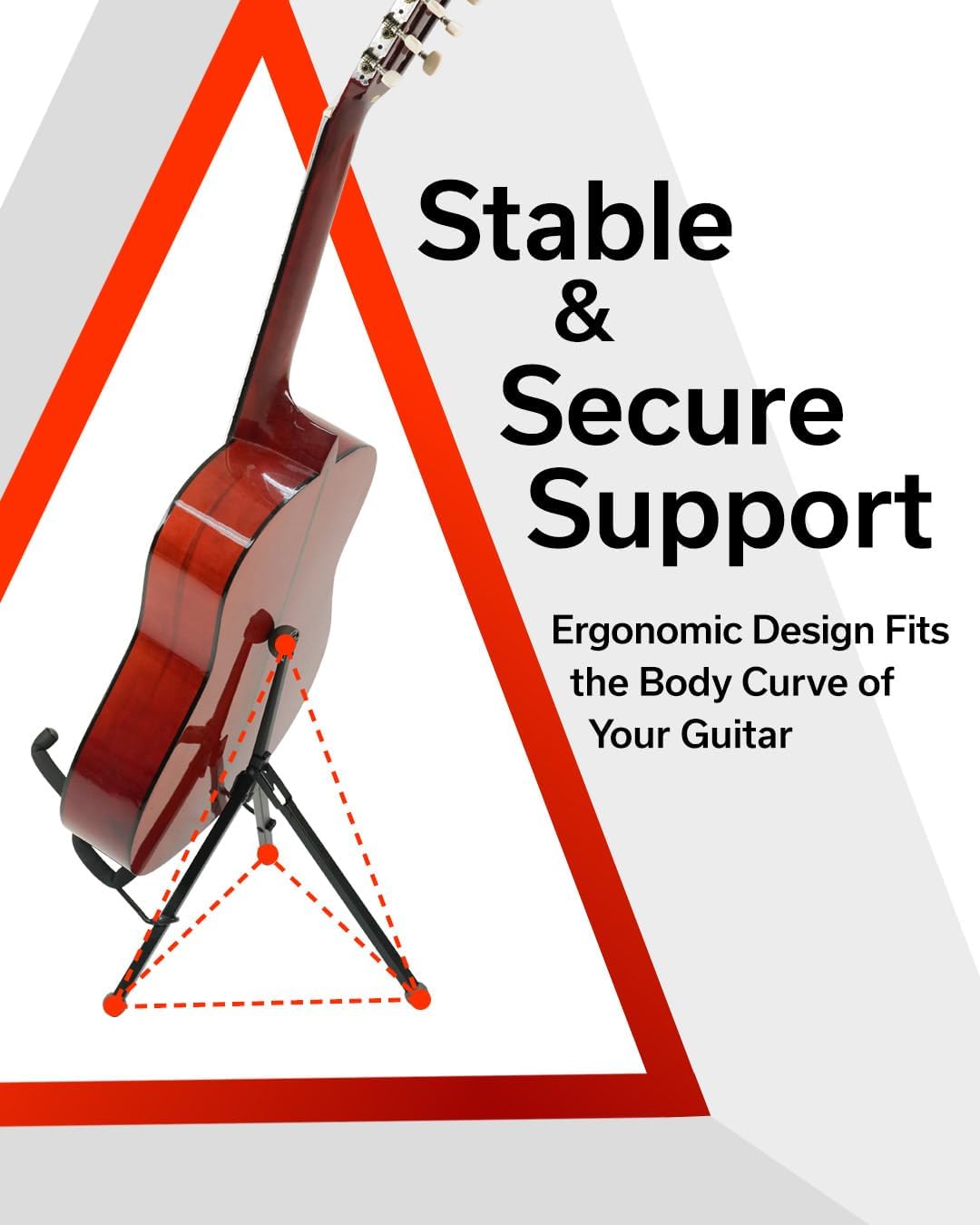 Hamilton KB3500G StagePro Compact Guitar Stand, Mini A-Frame Tripod Design for Acoustic, Electric, and Bass Guitar – Travel-Ready Folding Construction image 3