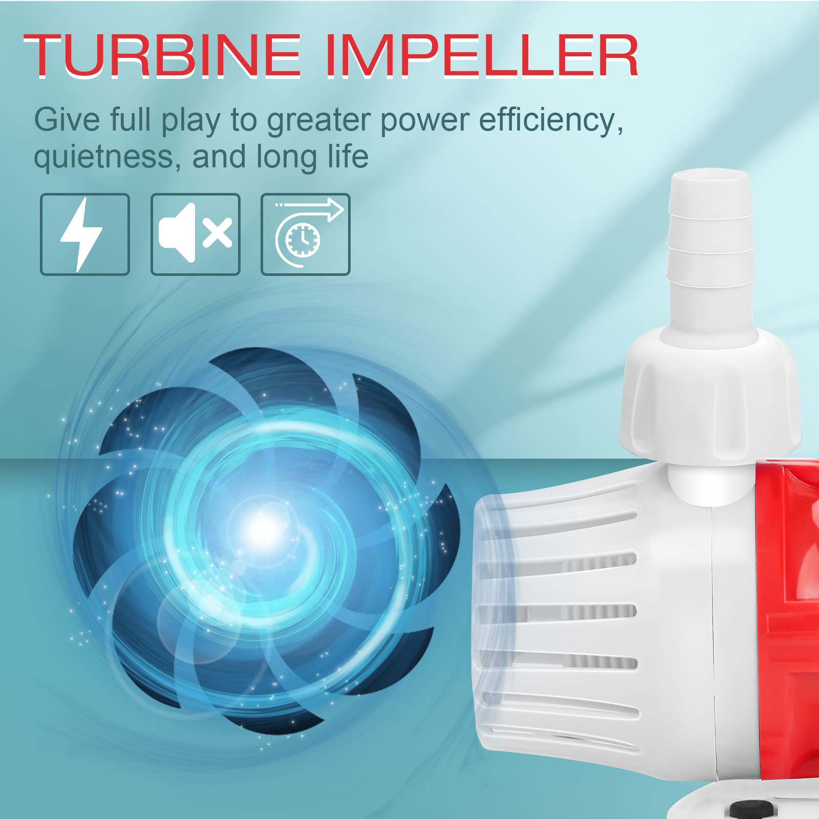 Pompe submersible DC12 V 1200 L/H - Pompe à eau portable pour aquarium - 20 W - Pompes à haut débit - Conversion de fréquence - Pompe à courant continu sans balais