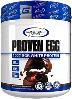 Gaspari Nutrition Proven Egg, 100% Egg White Protein, 25g Protein, Keto Friendly, Dairy and Lactose Free, Soy Free (1lb, Chocolate)