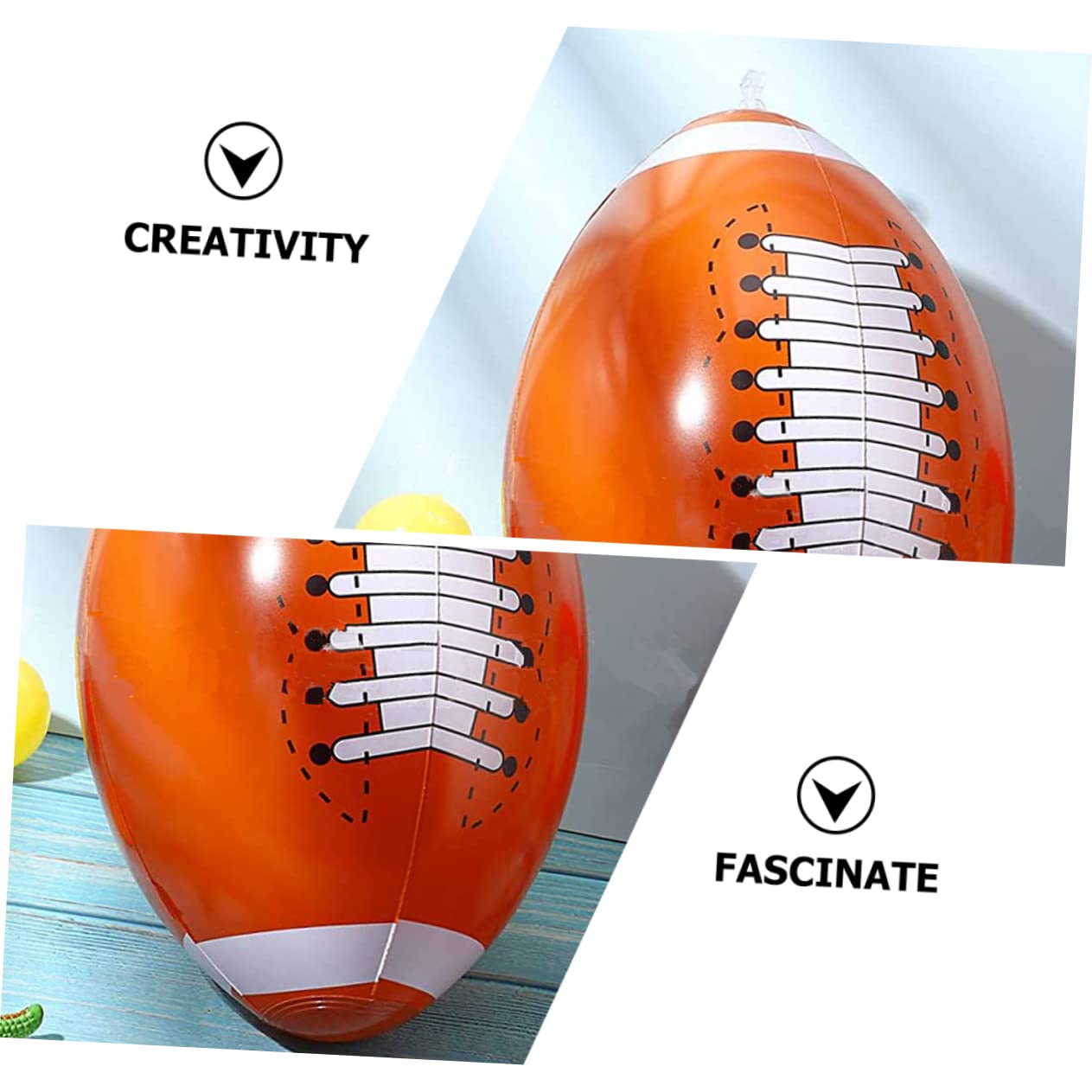Vaguelly Inflatable Rugby Ball Lightweight Pvc Outdoor Beach Toy for Pool Party and Family Fun, Brown, 30X20CM - Image 3