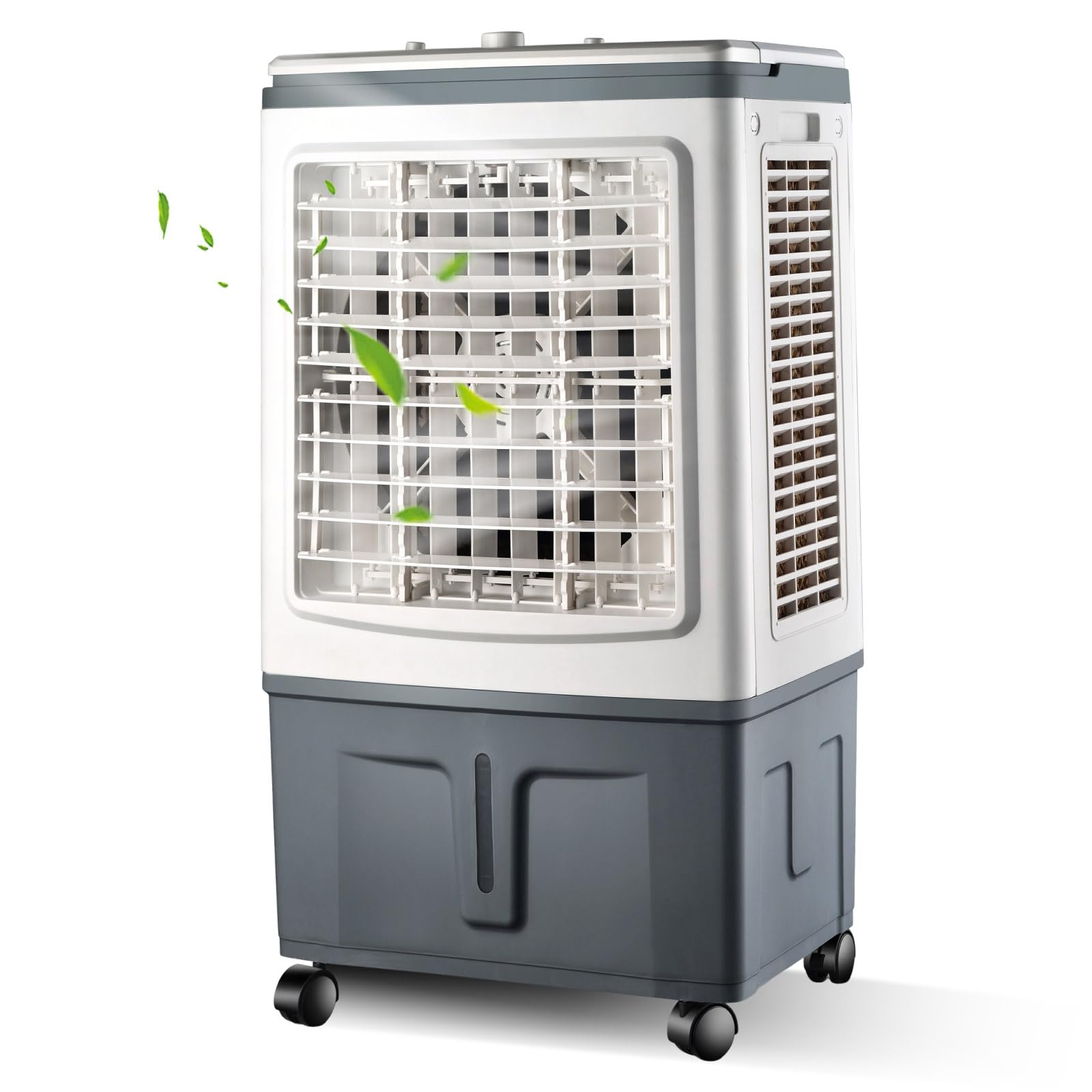 Evaporative Air Cooler 30L, Large Capacity Mechanical Control, 2 Ice Crystal Boxes, Mobile Cooler for Commercial