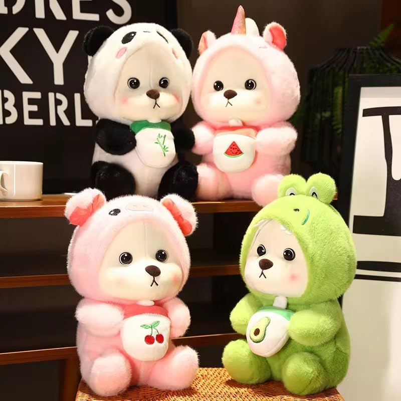 Image of Cute Panda Plush Toy 30 cm - Soft Stuffed Animal Hugging Doll for Kids, Girls & Boys | Adorable Kawaii Panda Bear Plushie for Decor & Gifts (Unicorn Hoodie Bear 30cm)