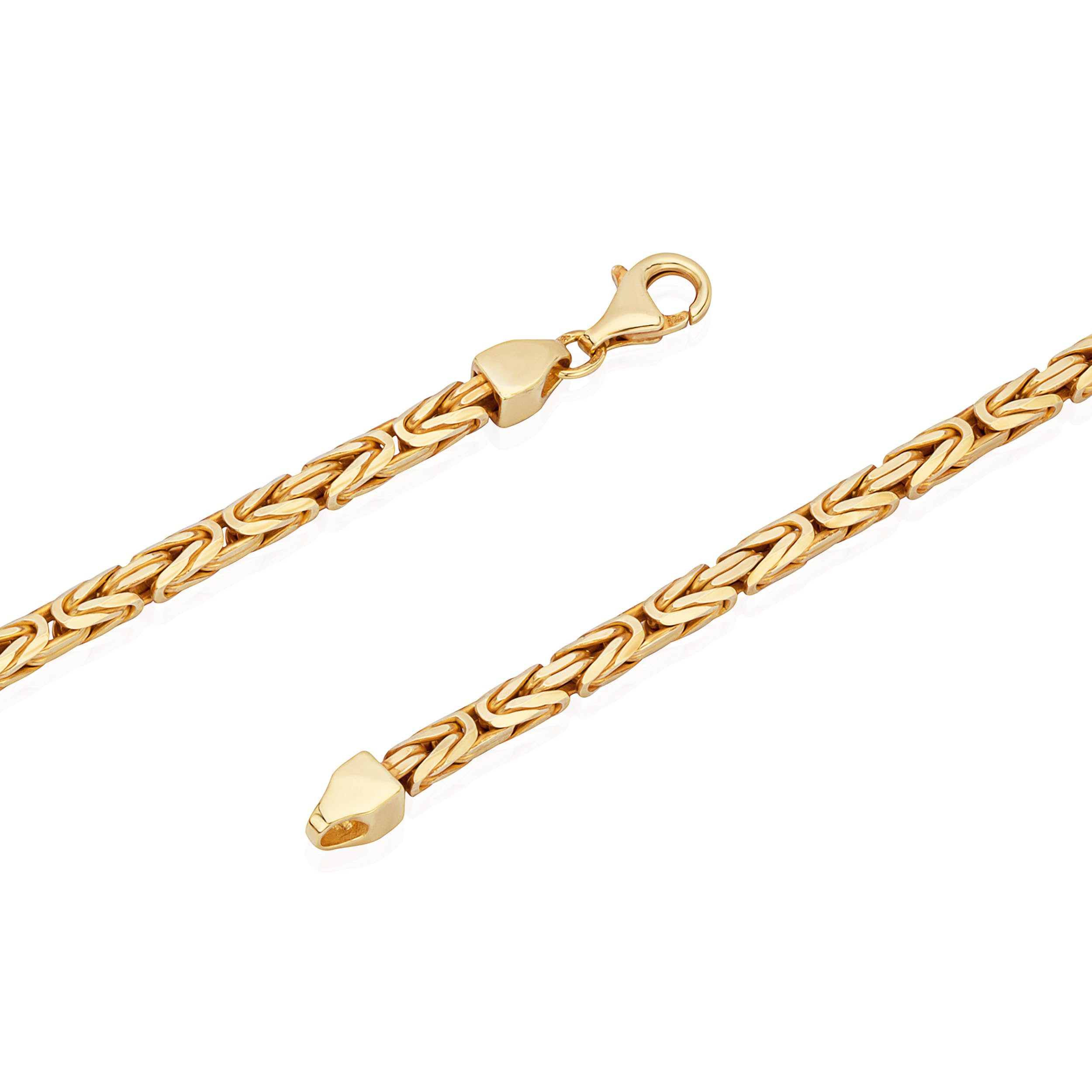 NKlaus 925 Silber Gelbgold vergoldete Königsketten, 50cm, 55cm, 8-fach diamantiert, 3,9mm Breite – Ein majestätisches Collier