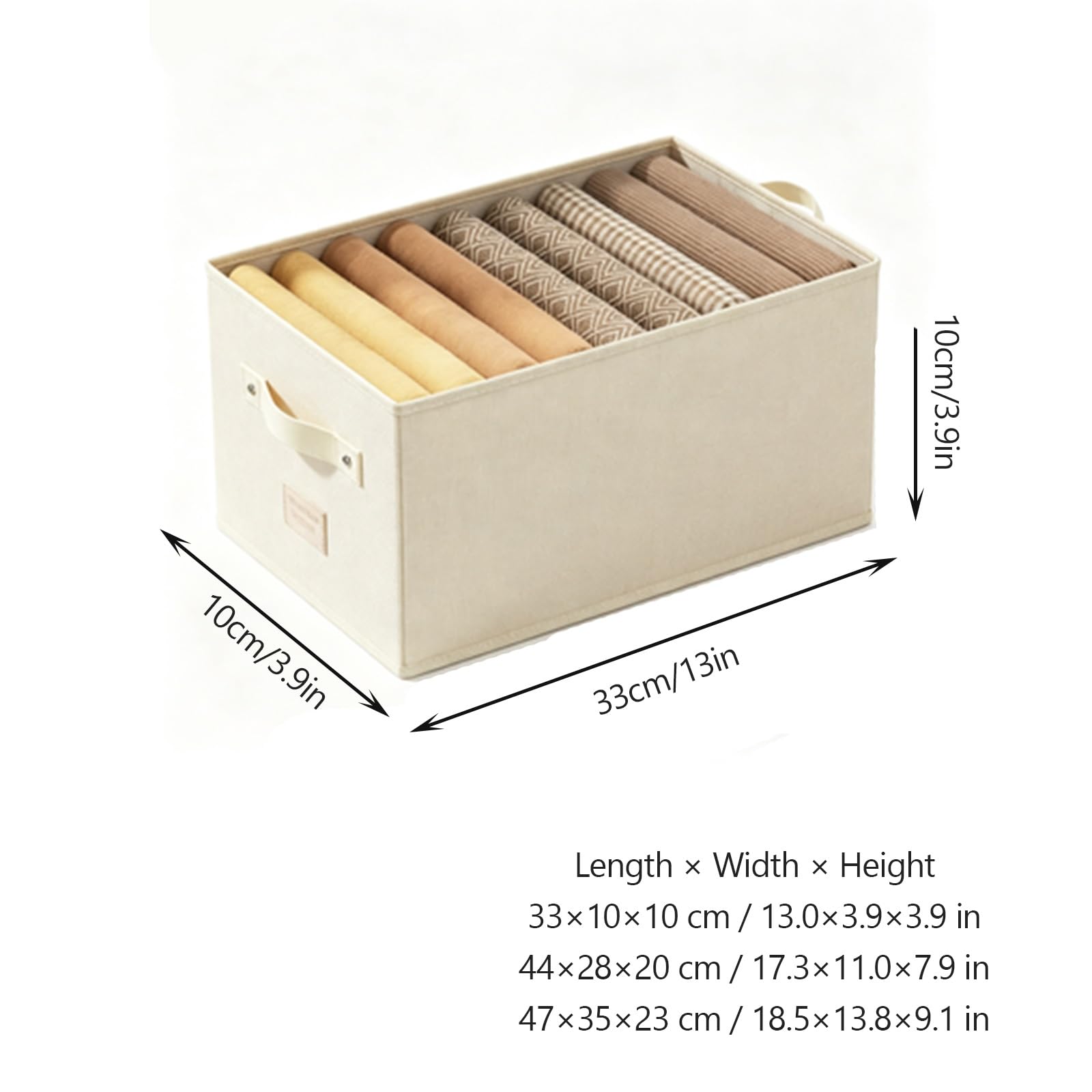 Stoff Aufbewahrungskorb, Faltbarer Aufbewahrungskorb | Hautfreundlicher Stoff, PP-Platten, Geeignet für Kleideraufbewahrung(Beige 33x10cm/13.0x3.9in)