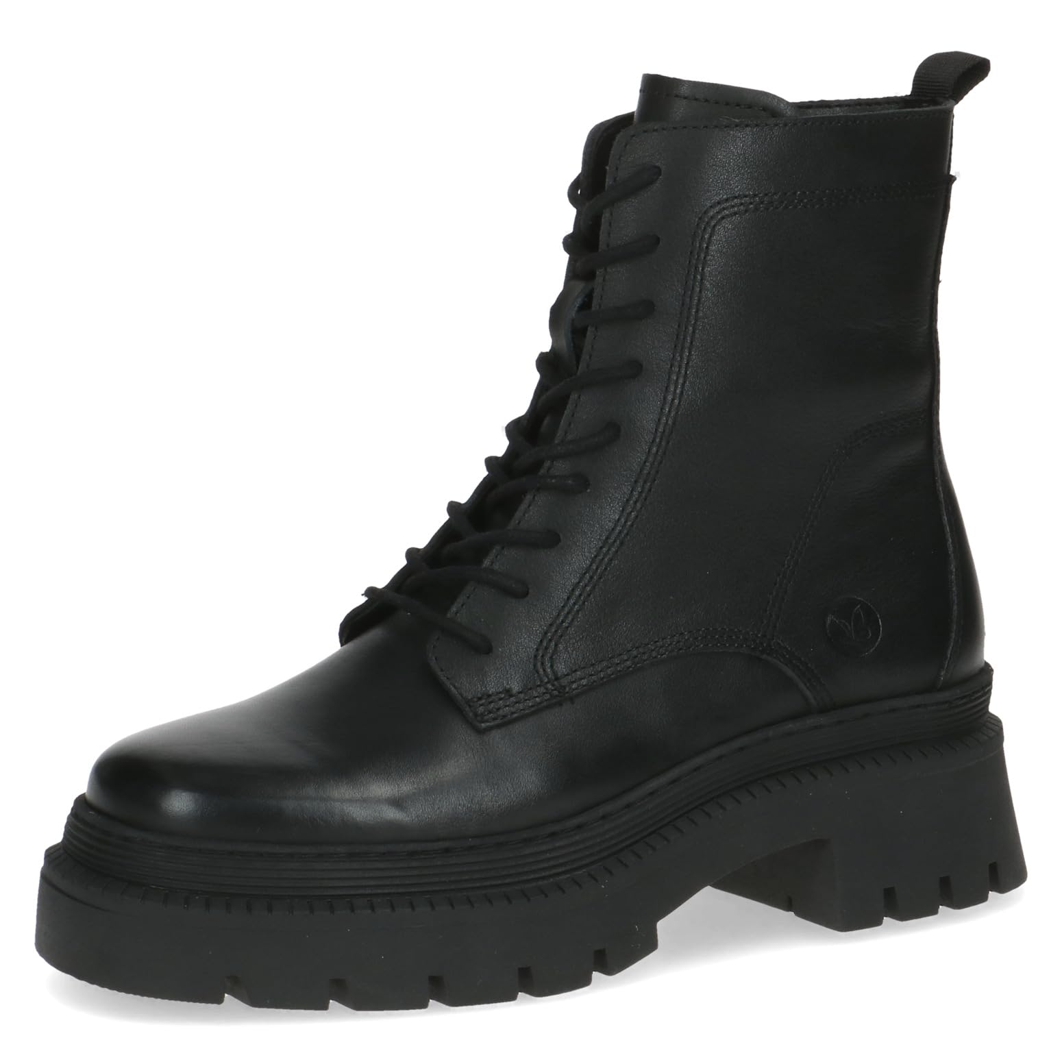 CAPRICE Women's lace-up ankle boots Memotion in leather platform Width G, Black (Black Nappa), 6 UK