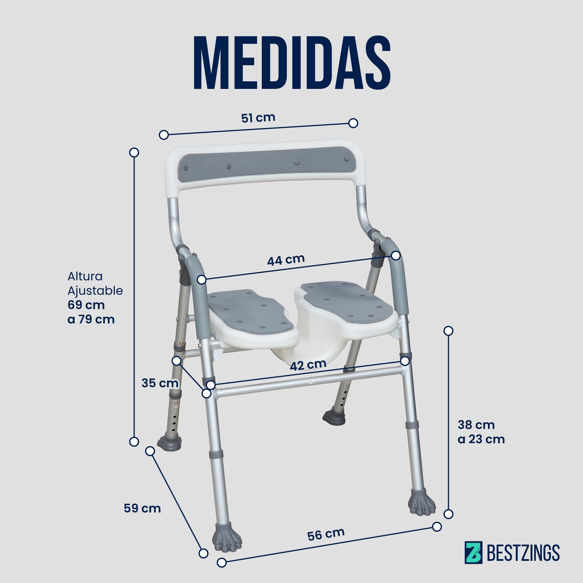 Silla Ducha Personas Mayores, Silla de Ducha y Silla para Ducha Adulto, Asiento Ducha Adulto, Taburete Ducha, Banqueta para Ducha y Baño, Plegable con Respaldo, 100 kg